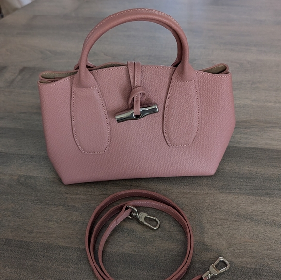 Longchamp - Roseau - Pink - Leather Handbag Tote Crossbody - Excellent Condition - Picture 3 of 11